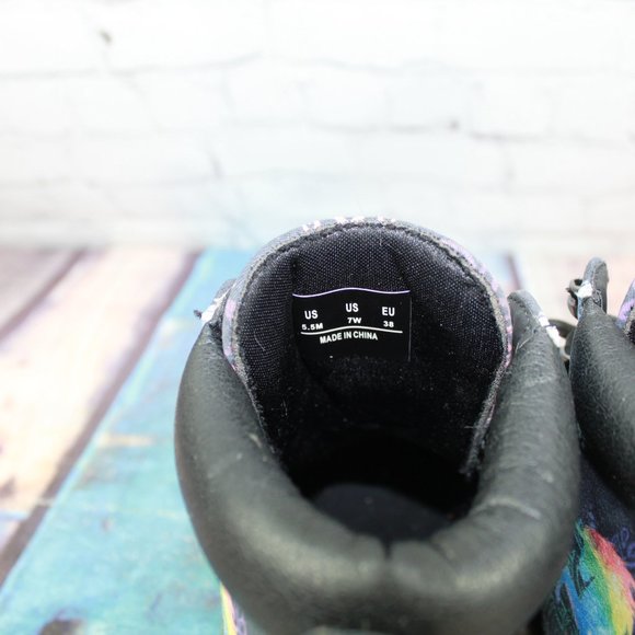 Hi-Top Black Unicorn Ankle Boots Size 7 - Picture 7 of 9